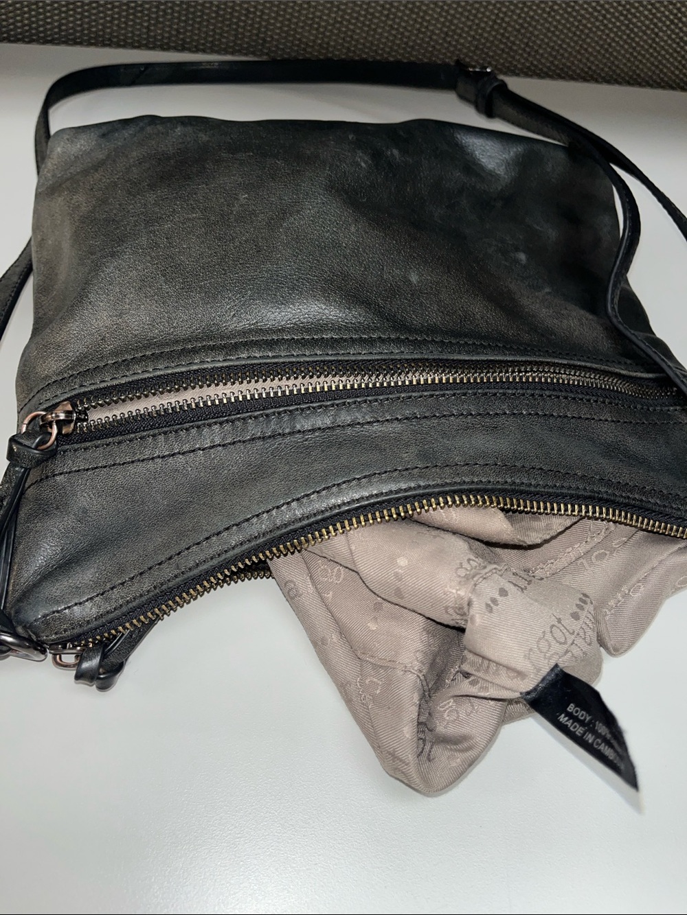 margot Black Leather Crossbody Bag with Zip Pockets - Picture 16 of 16